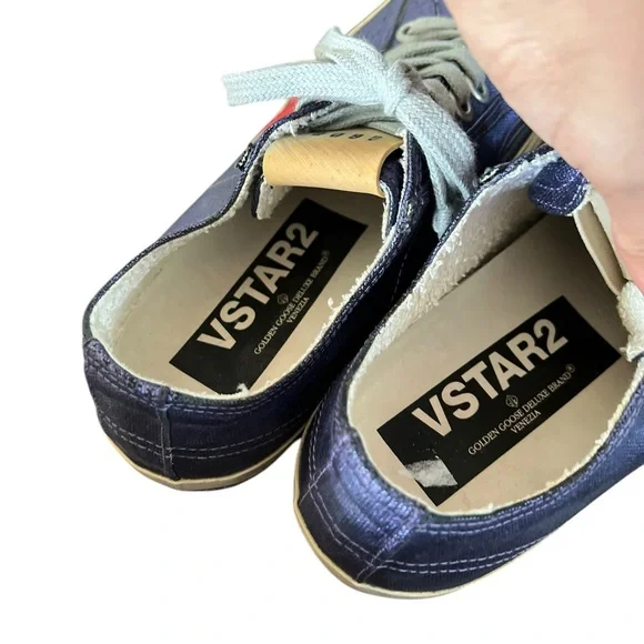 GOLDEN GOOSE VSTAR2 Laminated Metallic Leather Sneakers